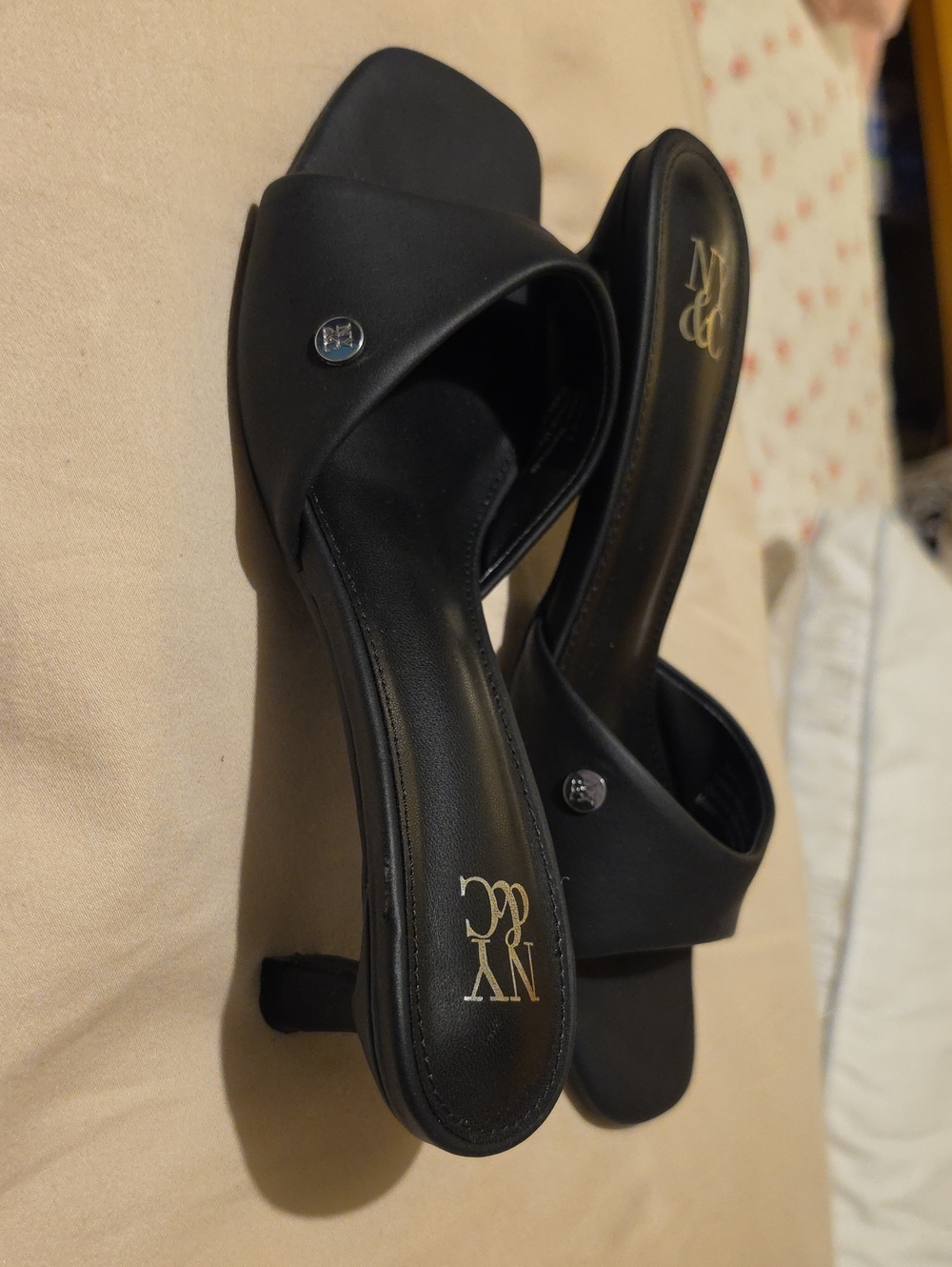 New York & Company Black Slide Kitten Heel Mules